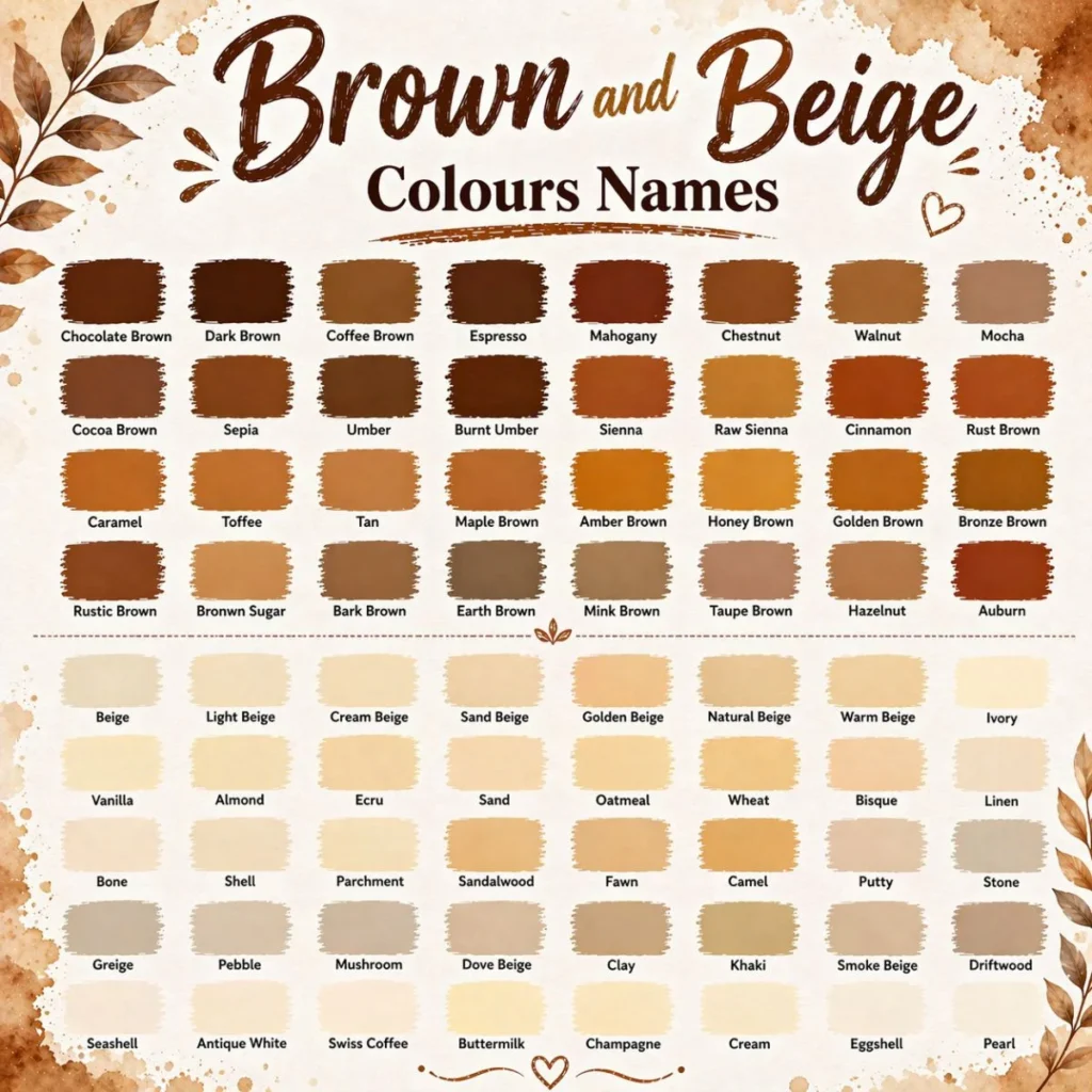 Brown and Beige Colours Names