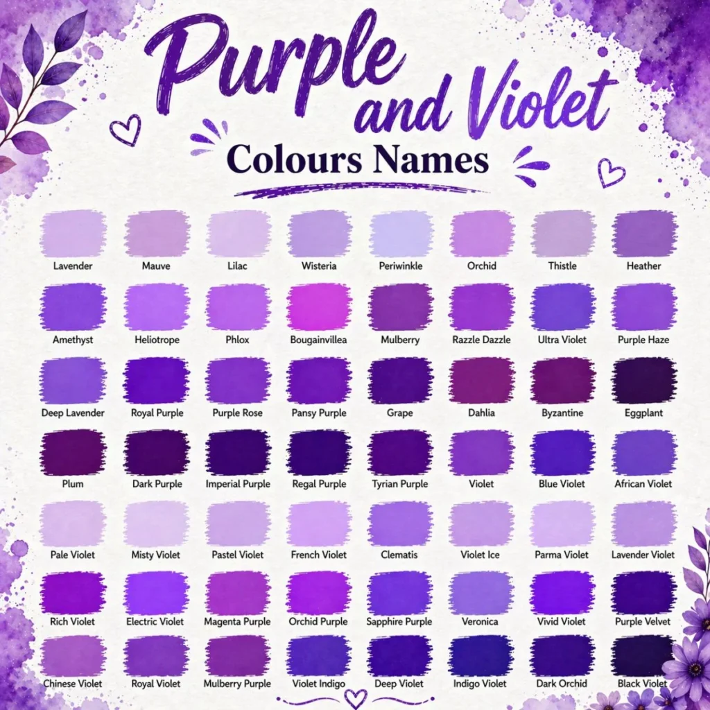 Purple and Violet Colours Names