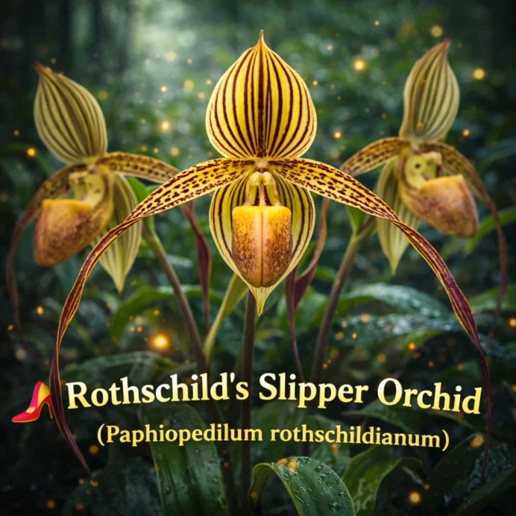 Rothschild's Slipper Orchid (Paphiopedilum rothschildianum) 👡