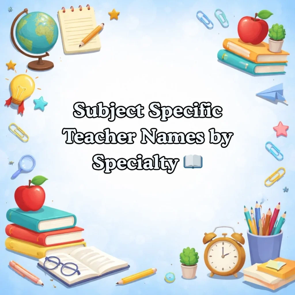 Subject Specific Teacher Names by Specialty 📖