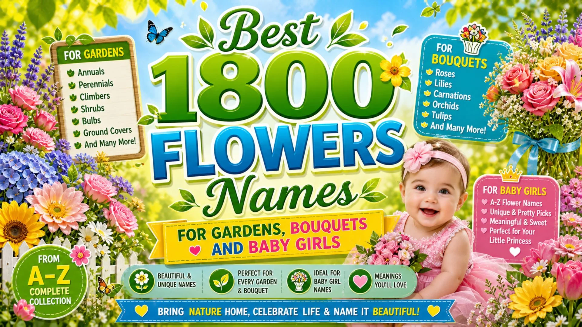 Best 1800 Flowers Names for Gardens, Bouquets and Baby Girls