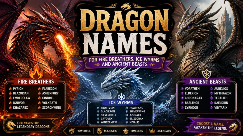 Dragon Names for Fire Breathers, Ice Wyrms and Ancient Beasts