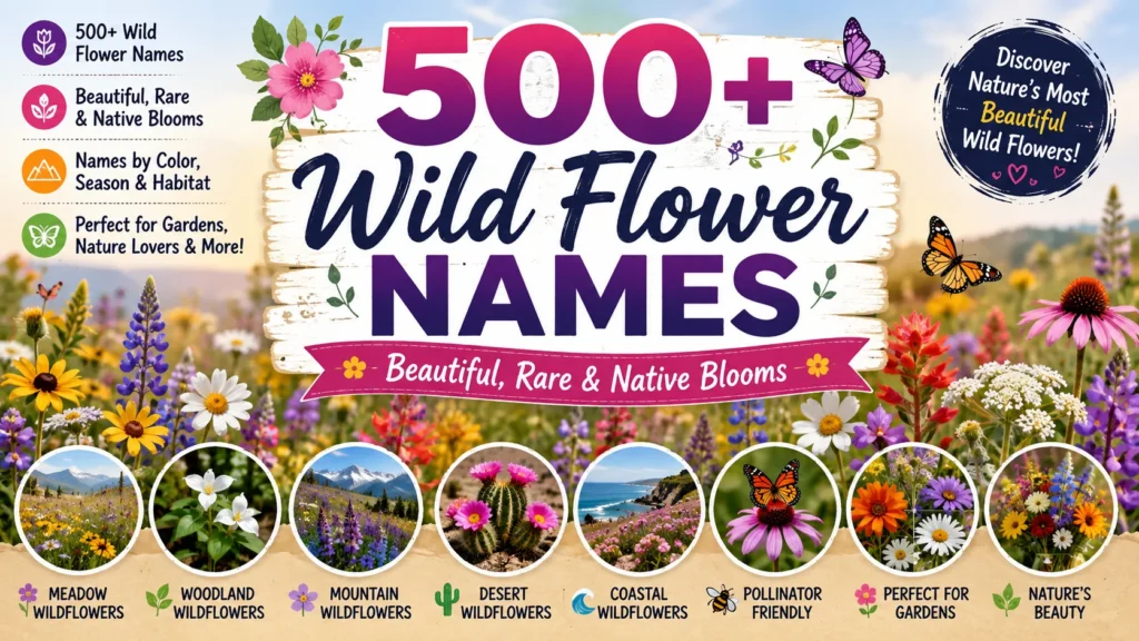 500+ Wild Flower Names Beautiful, Rare & Native Blooms