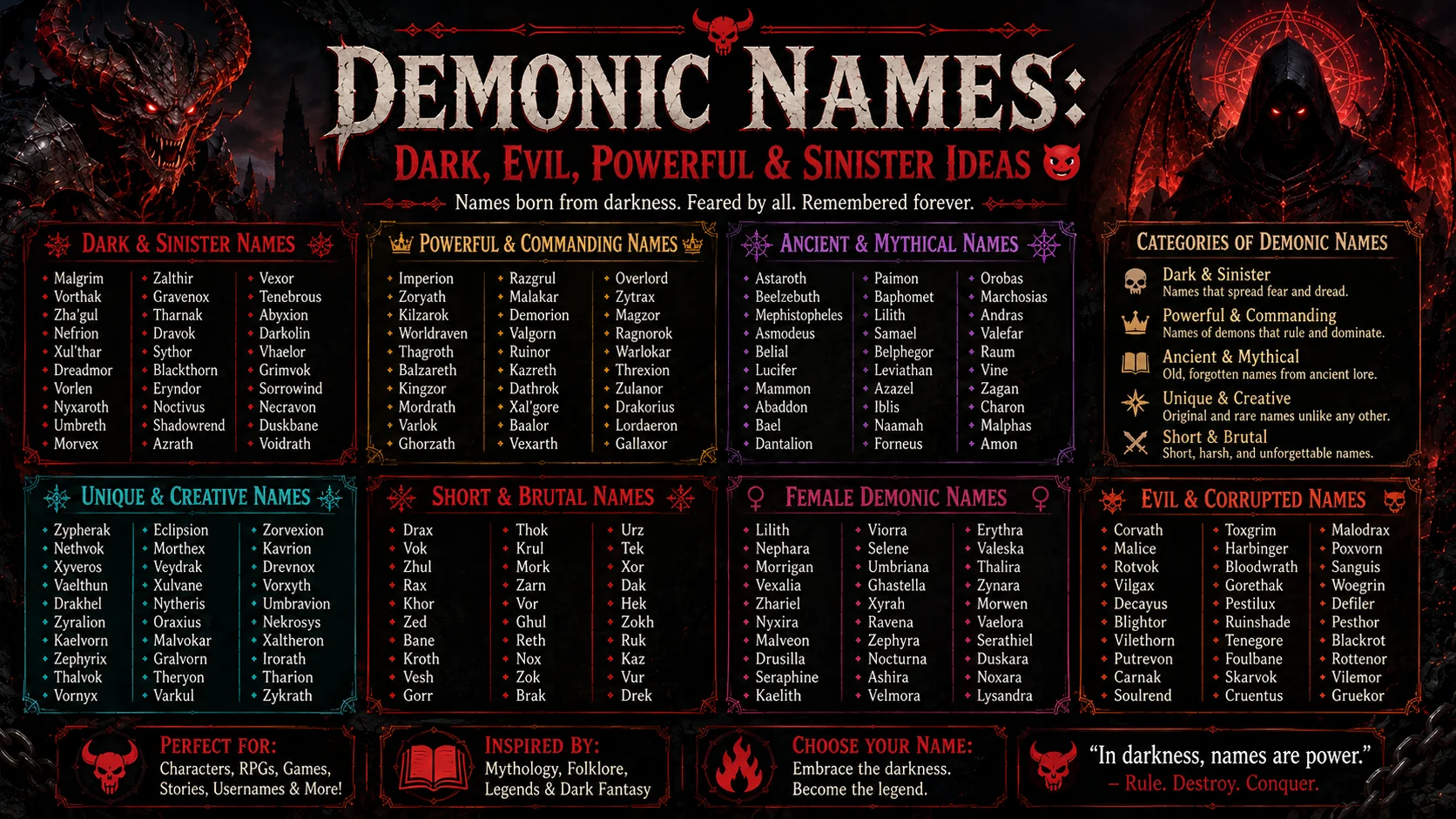 Demonic Names Dark, Evil, Powerful & Sinister Ideas 😈