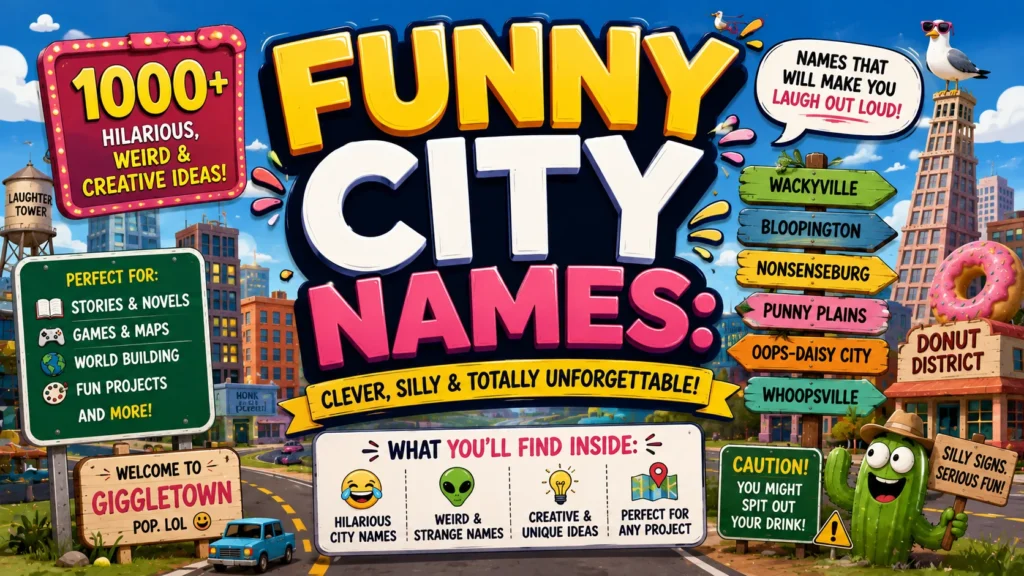 Funny City Names 1000+ Hilarious, Weird & Creative Ideas