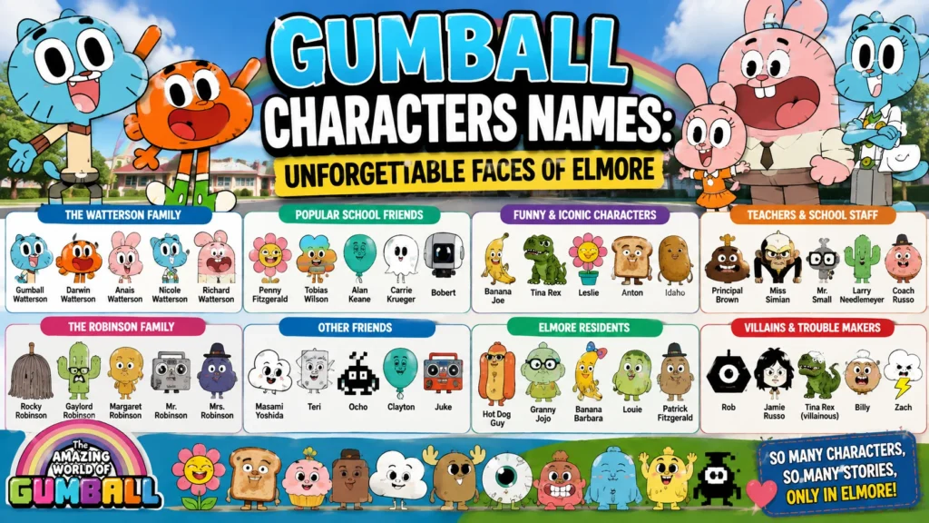Gumball Characters Names Unforgettable Faces of Elmore