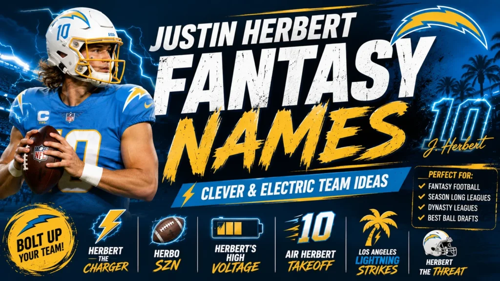 Justin Herbert Fantasy Names Clever & Electric Team Ideas
