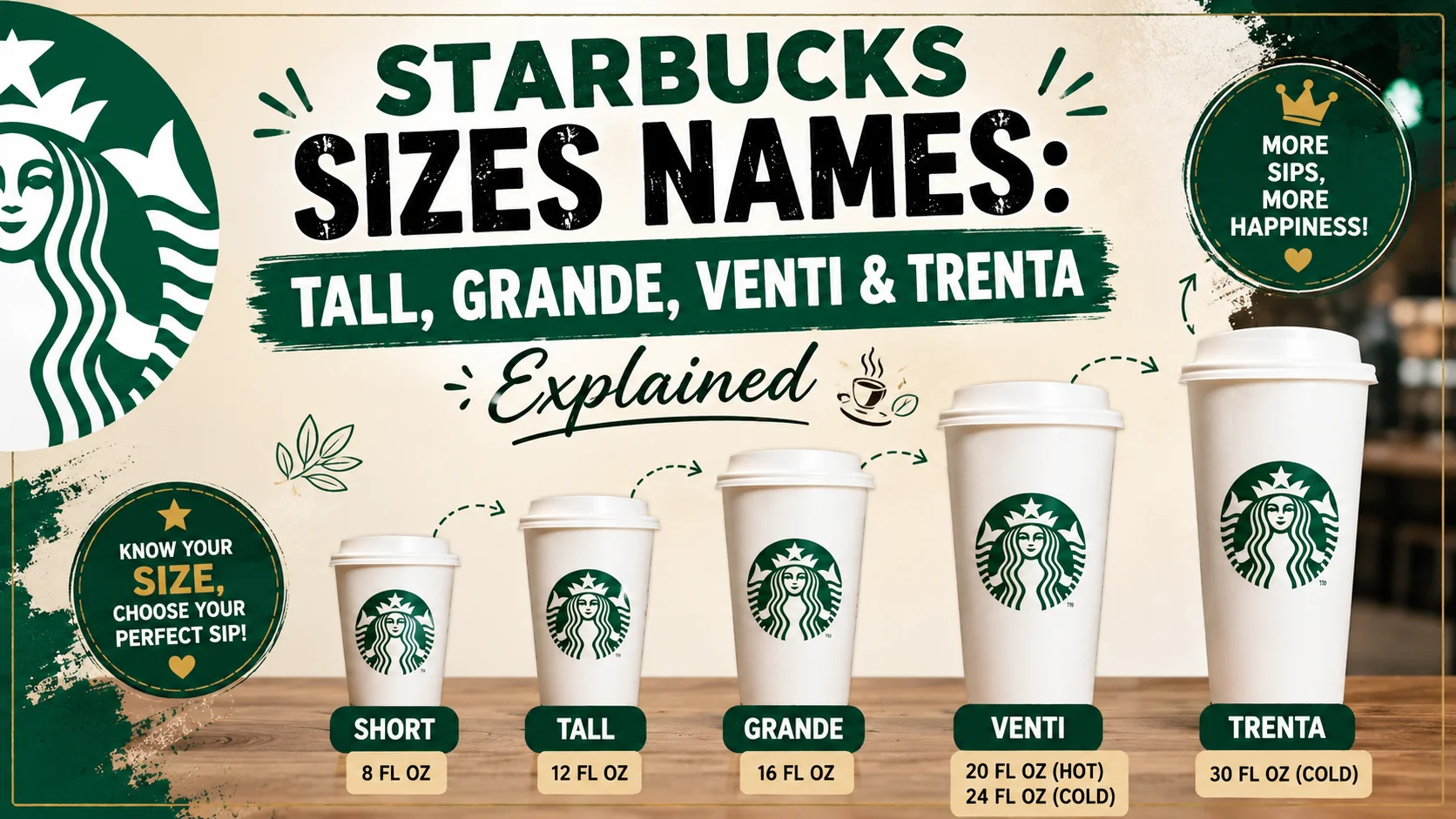 Starbucks Sizes Names Tall, Grande, Venti & Trenta Explained ☕