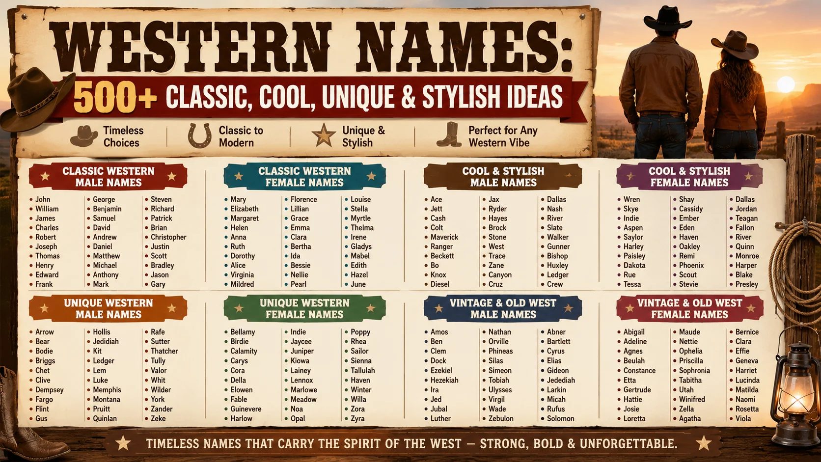 Western Names 500+ Classic, Cool, Unique & Stylish Ideas 🤠