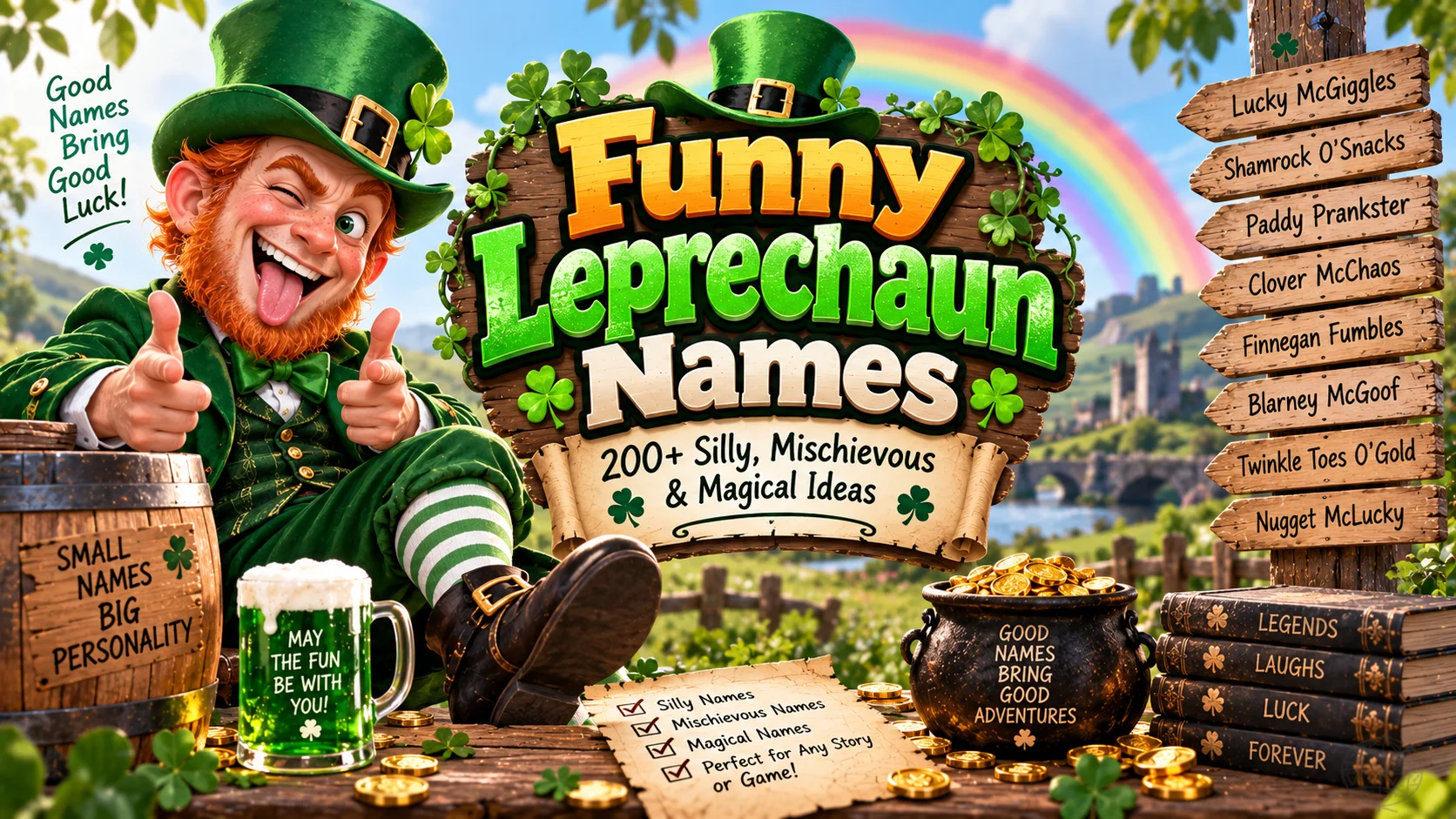Funny Leprechaun Names Silly, Mischievous & Magical Ideas
