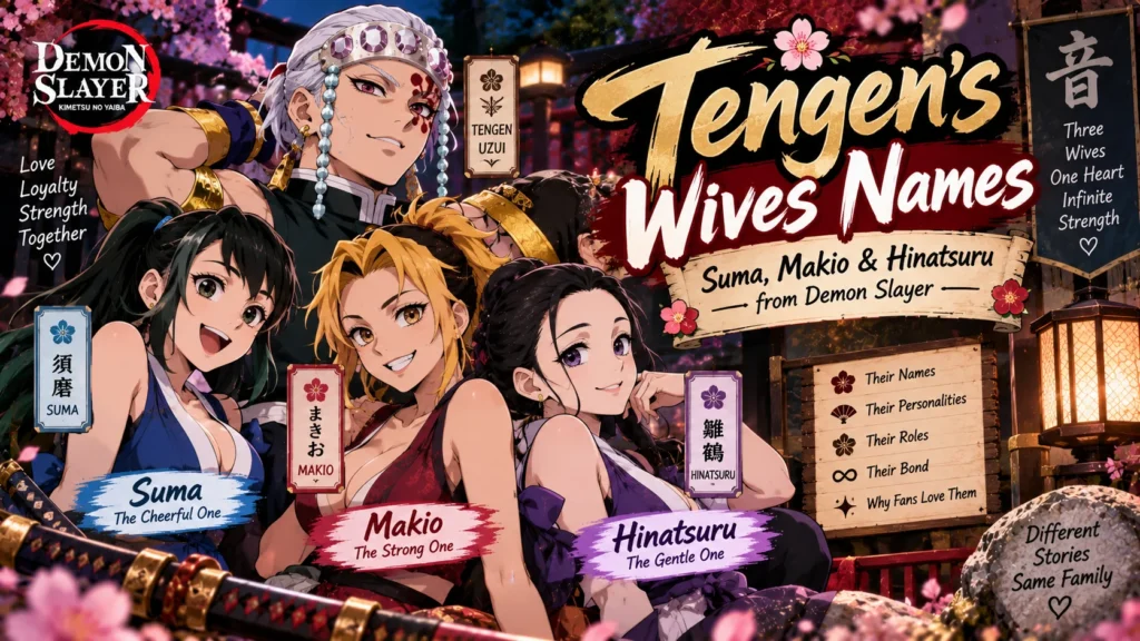 Tengen’s Wives Names Suma, Makio & Hinatsuru from Demon Slayer